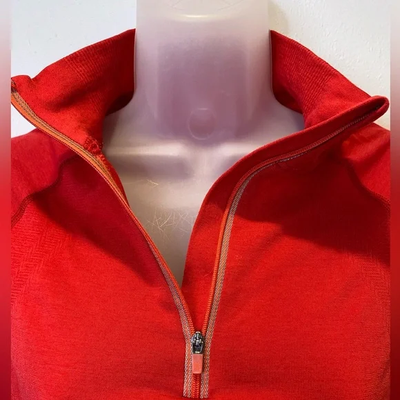 Athleta S Zip Neck Long Sleeve Side Runching Top - Picture 3 of 4